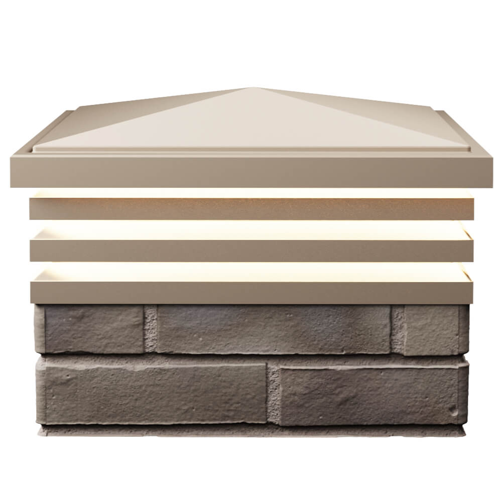 Колпак Zking Бона ХайТек Бежевый на столб 1.5х1.5 кирпича (385х385мм) с подсветкой в Бийске фото