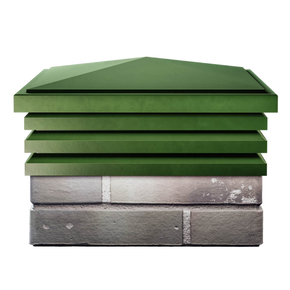 Колпак Zking Бона ХайТек Зеленый на столб 1.5х1.5 кирпича (385х385мм) Бийск фото