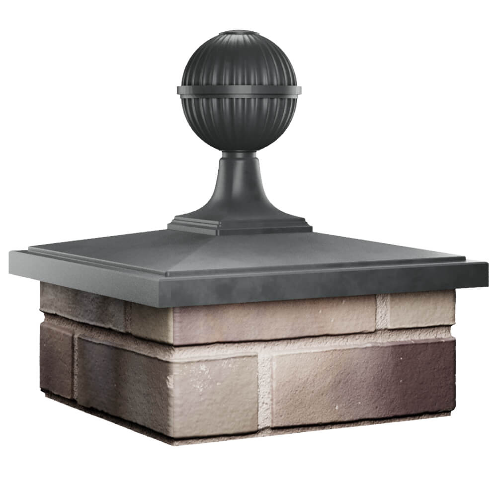 Колпак Zking БонаМоно Серый с шаром на столб 1.5х1.5 кирпича (385х385, 400х400мм) в сборе в Бийске фото