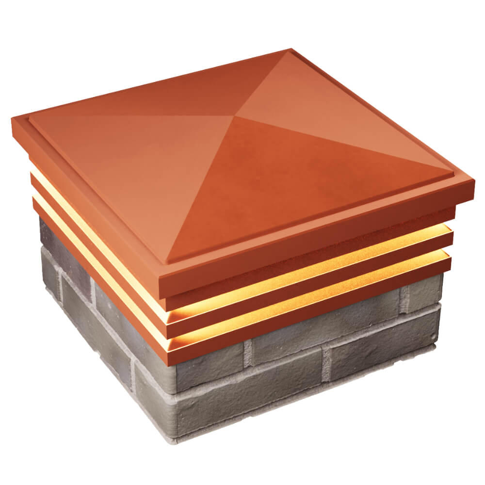 Колпак Zking Бона ХайТек Красный на столб 1.5х1.5 кирпича (385х385мм) с подсветкой в Бийске фото