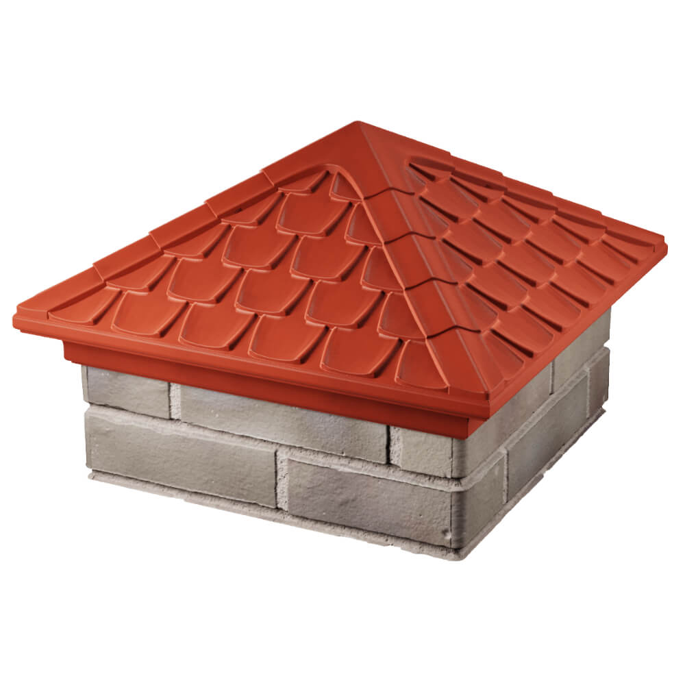 Колпак Zking Эльбрус Красный на столб 1.5х1.5 кирпича (385х385мм) в Бийске фото