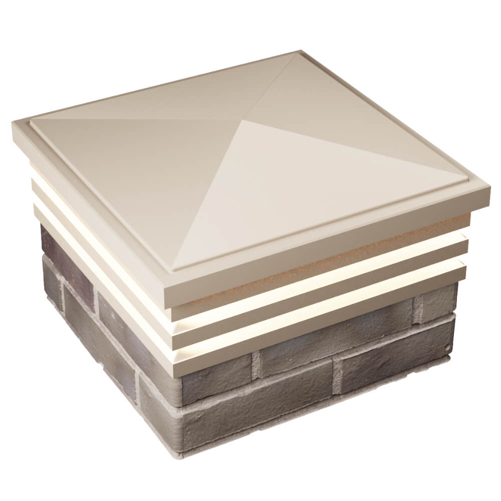 Колпак Zking Бона ХайТек Бежевый на столб 1.5х1.5 кирпича (385х385мм) с подсветкой в Бийске фото