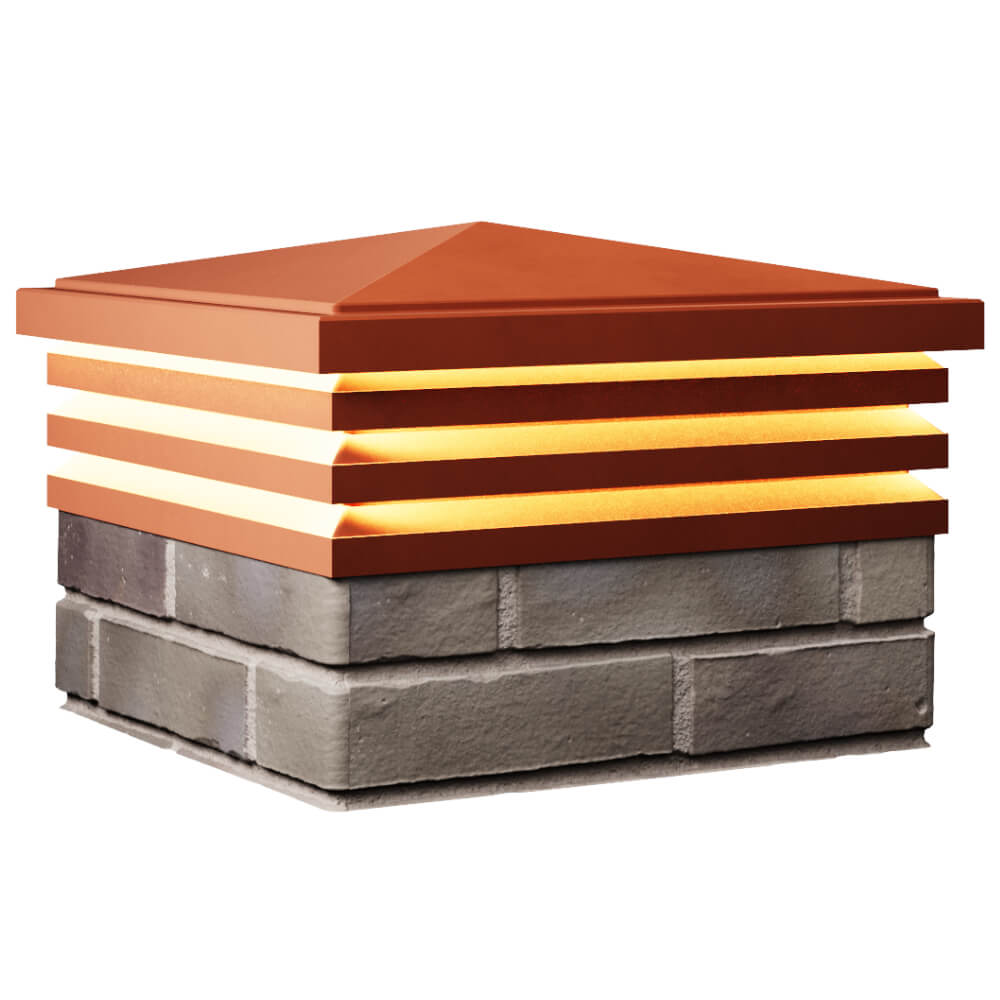 Колпак Zking Бона ХайТек Красный на столб 1.5х1.5 кирпича (385х385мм) с подсветкой в Бийске фото