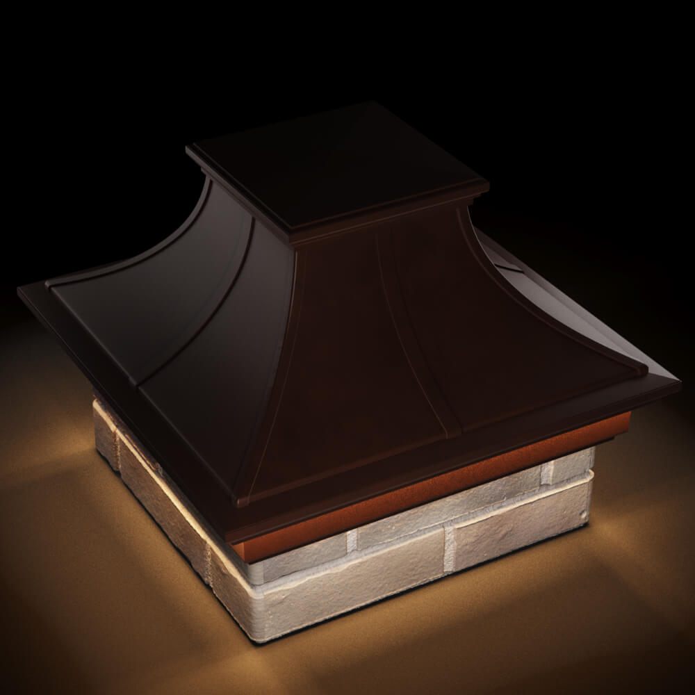 Колпак Zking Монблан Премиум Коричневый на столб 1.5х1.5 кирпича (385х385мм) с подсветкой в Бийске фото