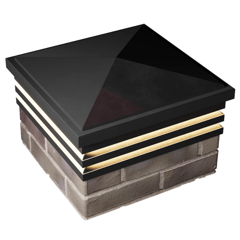 Колпак Zking Бона ХайТек Черный на столб 1.5х1.5 кирпича (385х385мм) с подсветкой в Бийске фото