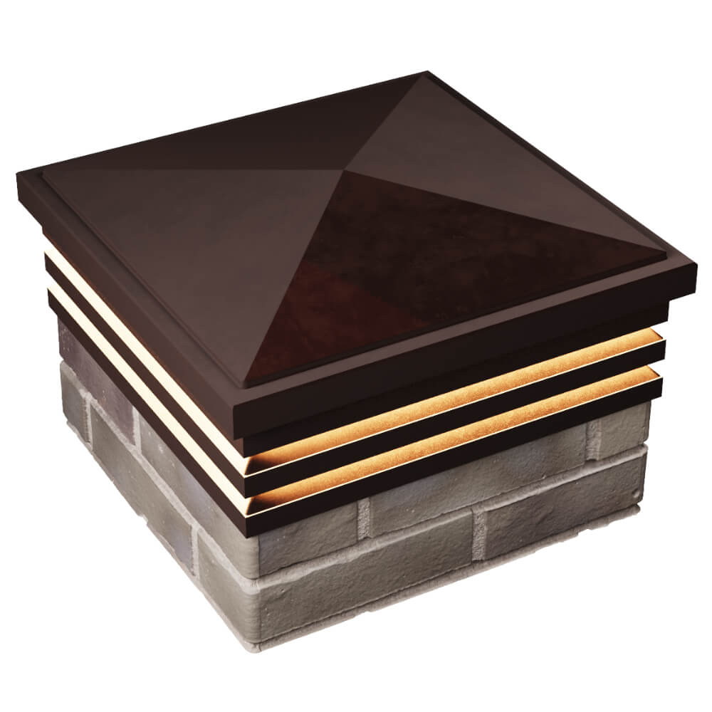 Колпак Zking Бона ХайТек Коричневый на столб 1.5х1.5 кирпича (385х385мм) с подсветкой в Бийске фото