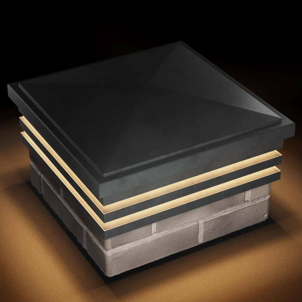 Колпак Zking Бона ХайТек Серый на столб 1.5х1.5 кирпича (385х385мм) с подсветкой в Бийске фото