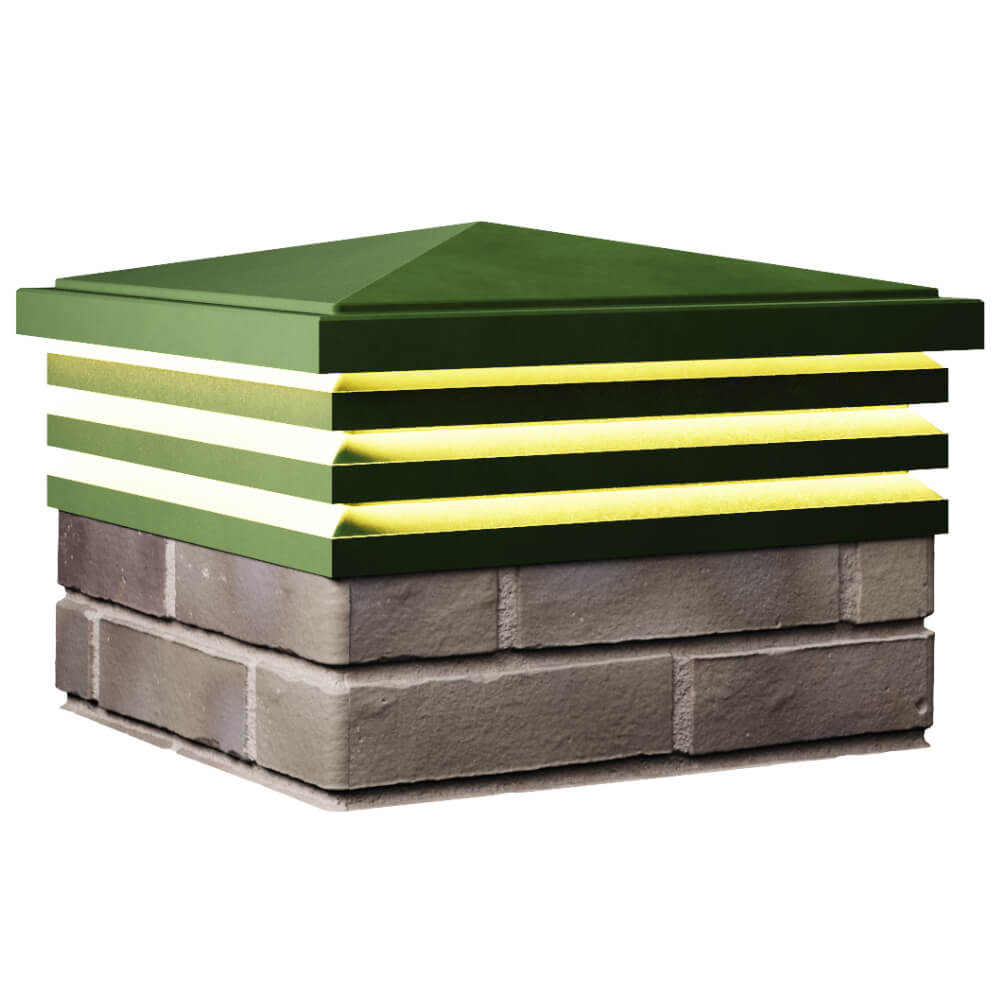 Колпак Zking Бона ХайТек Зеленый на столб 1.5х1.5 кирпича (385х385мм) с подсветкой в Бийске фото