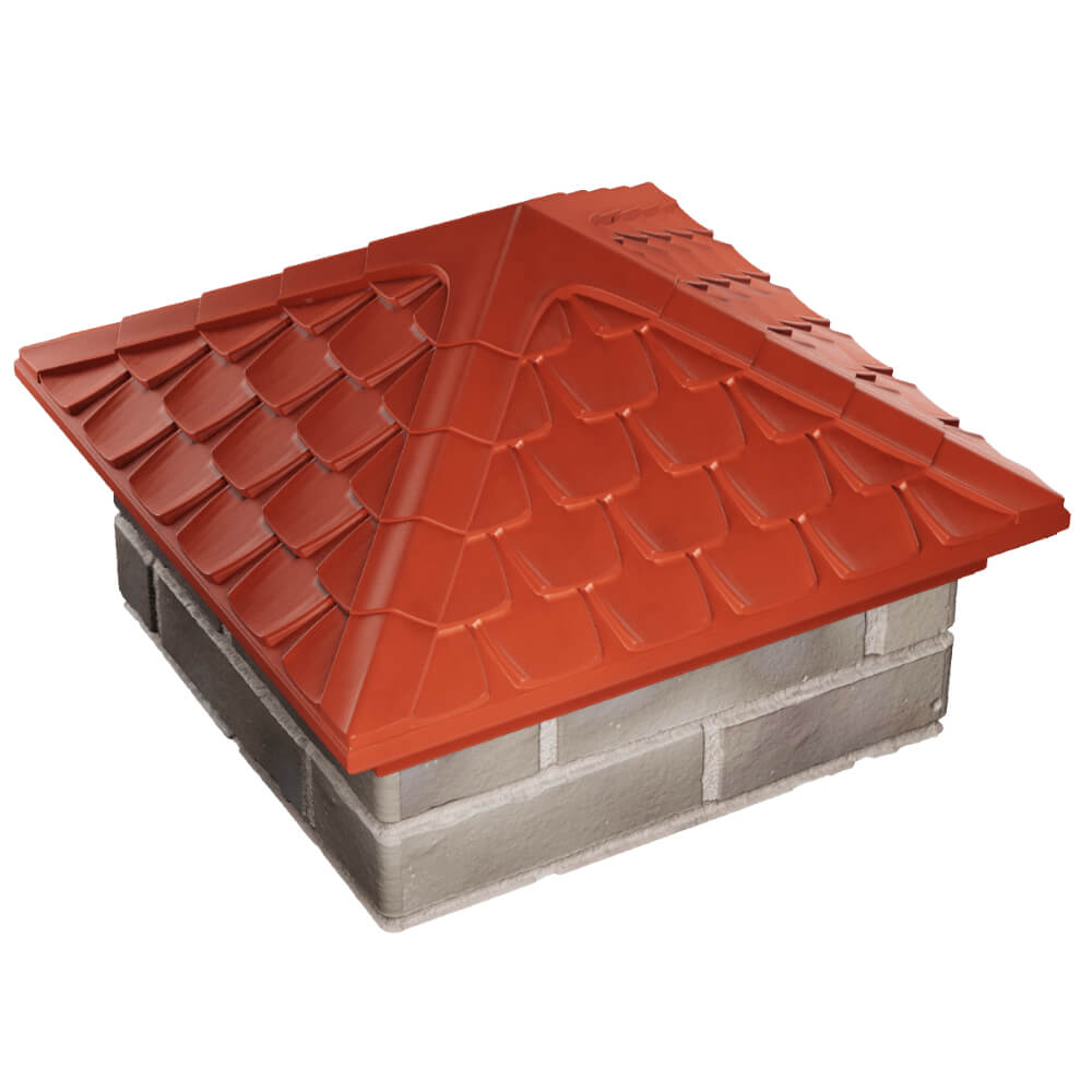 Колпак Zking Эльбрус Красный на столб 1.5х1.5 кирпича (385х385мм) в Бийске фото