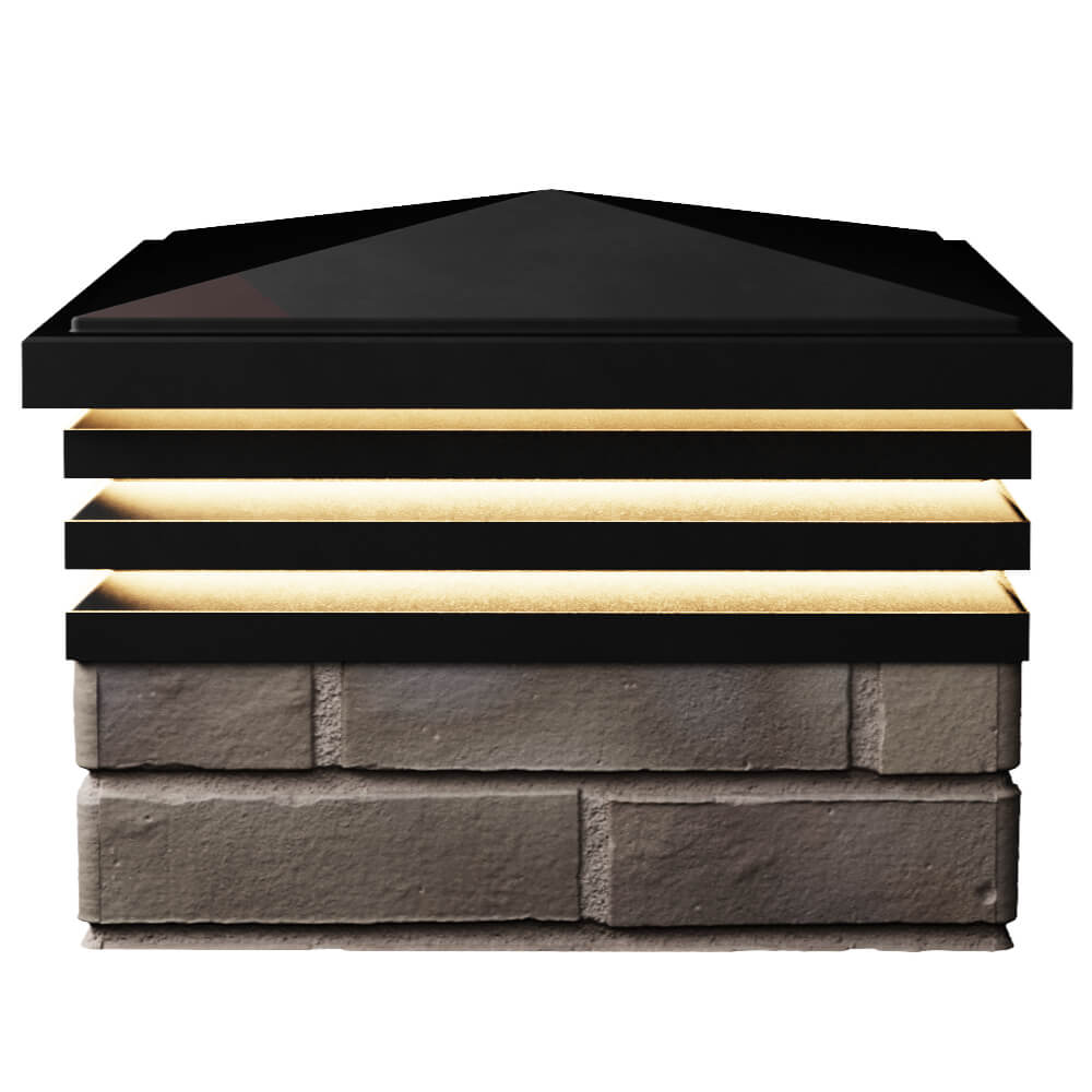 Колпак Zking Бона ХайТек Черный на столб 1.5х1.5 кирпича (385х385мм) с подсветкой в Бийске фото