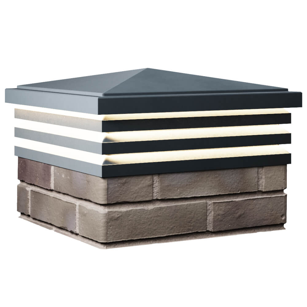 Колпак Zking Бона ХайТек Серый на столб 1.5х1.5 кирпича (385х385мм) с подсветкой в Бийске фото