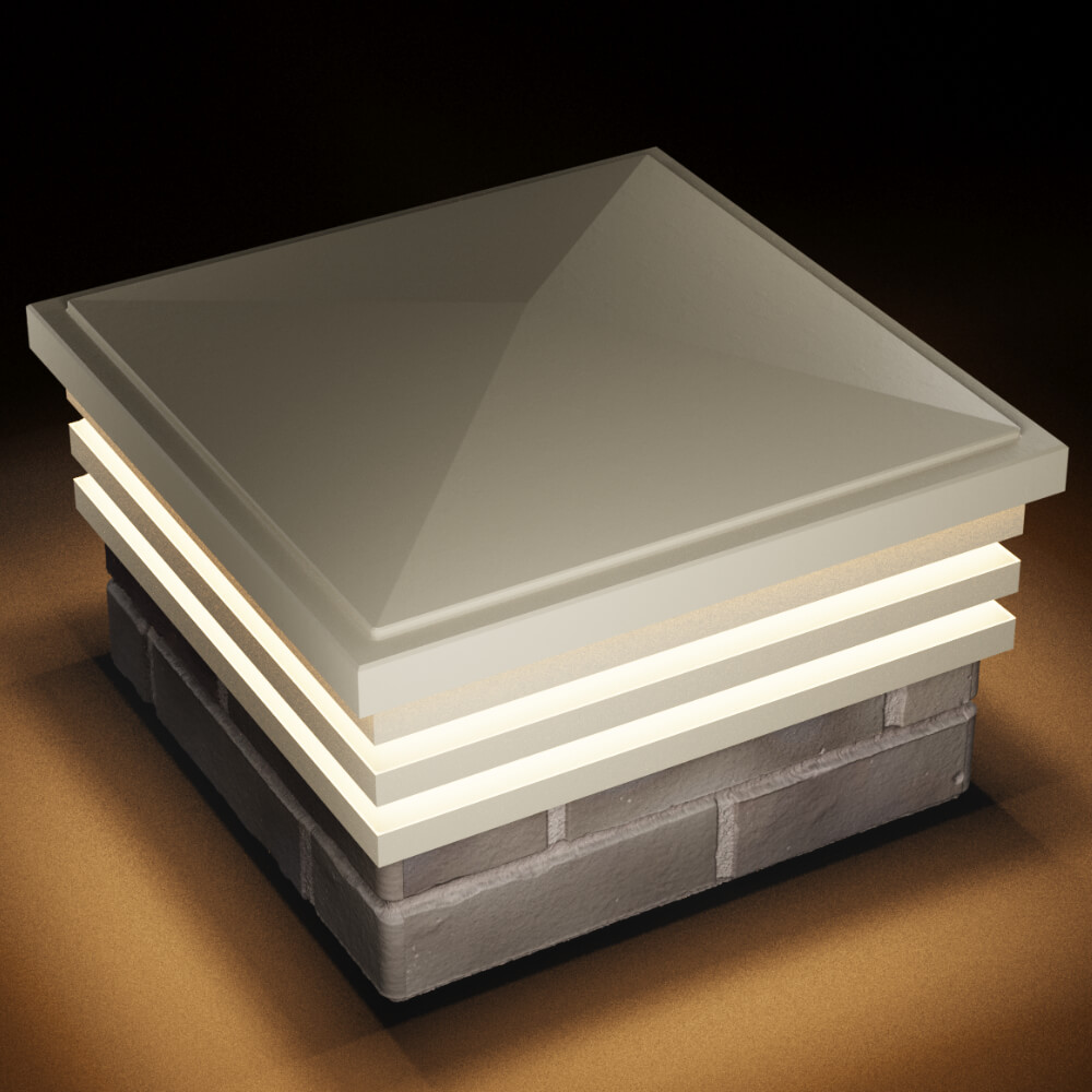 Колпак Zking Бона ХайТек Бежевый на столб 1.5х1.5 кирпича (385х385мм) с подсветкой в Бийске фото