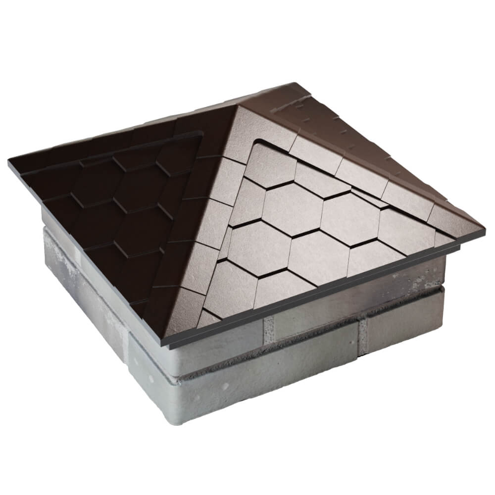 Колпак Zking Эверест Коричневый на столб 1.5х1.5 кирпича (390х390мм) в Бийске фото