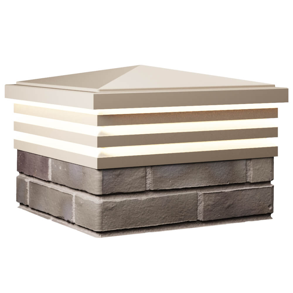 Колпак Zking Бона ХайТек Бежевый на столб 1.5х1.5 кирпича (385х385мм) с подсветкой в Бийске фото