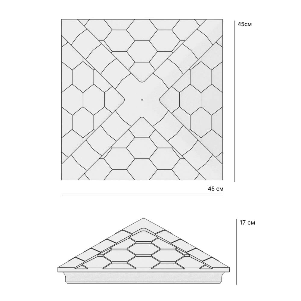 Колпак Zking Эверест Серый на столб 1.5х1.5 кирпича (390х390мм) в Бийске фото