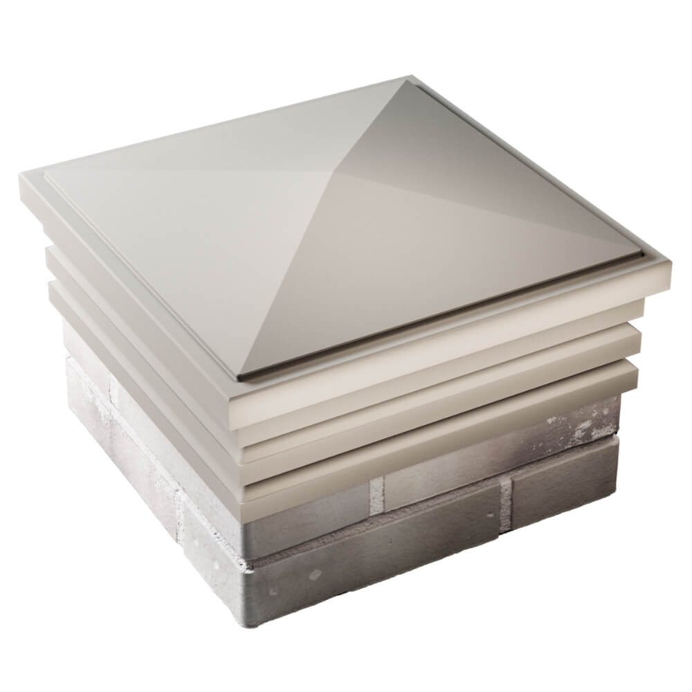 Колпак Zking Бона ХайТек Бежевый на столб 1.5х1.5 кирпича (385х385мм) в Бийске фото