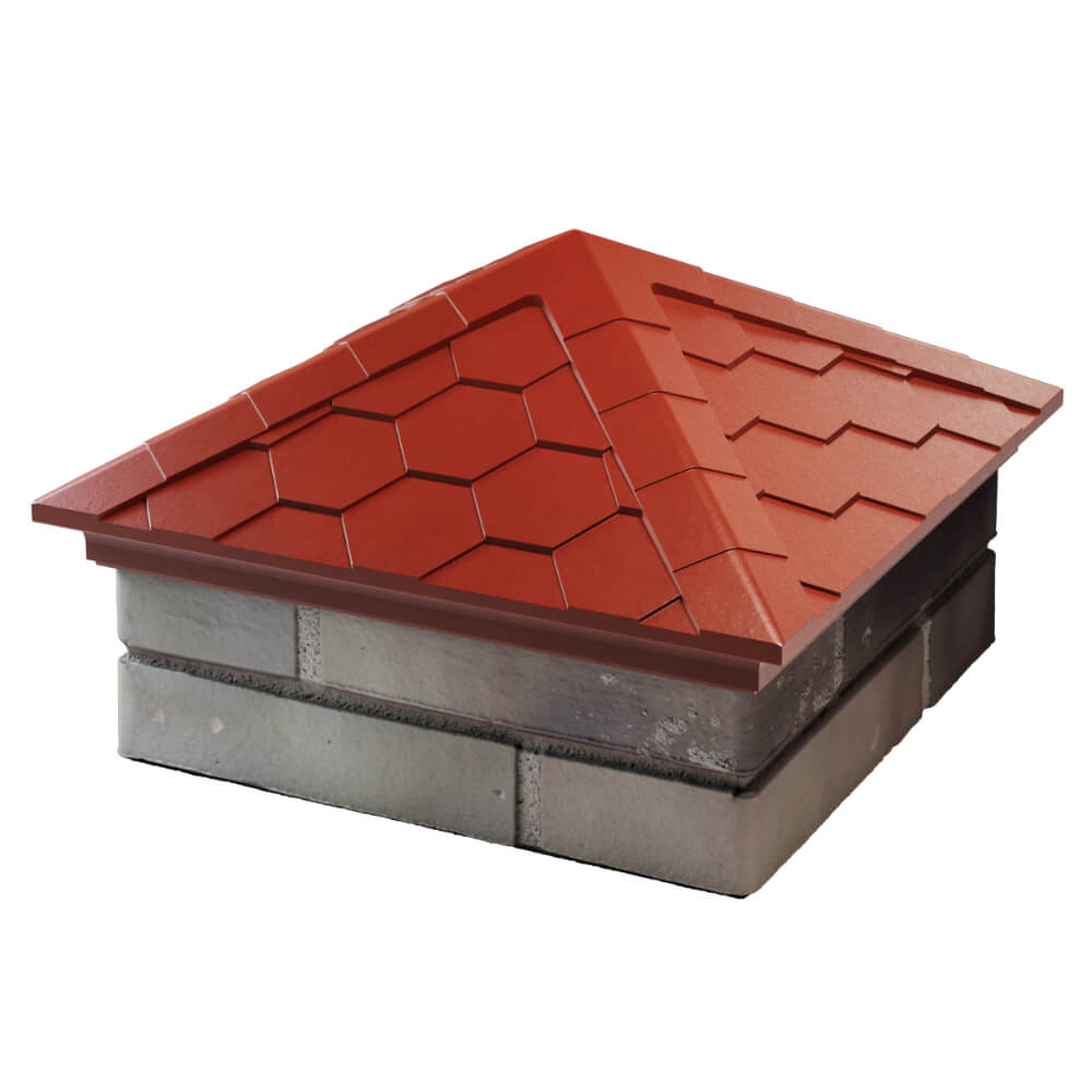 Колпак Zking Эверест Красный на столб 1.5х1.5 кирпича (390х390мм) в Бийске фото