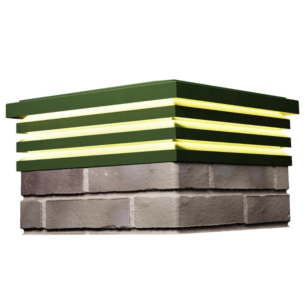 Колпак Zking Бона ХайТек Зеленый на столб 1.5х1.5 кирпича (385х385мм) с подсветкой в Бийске фото