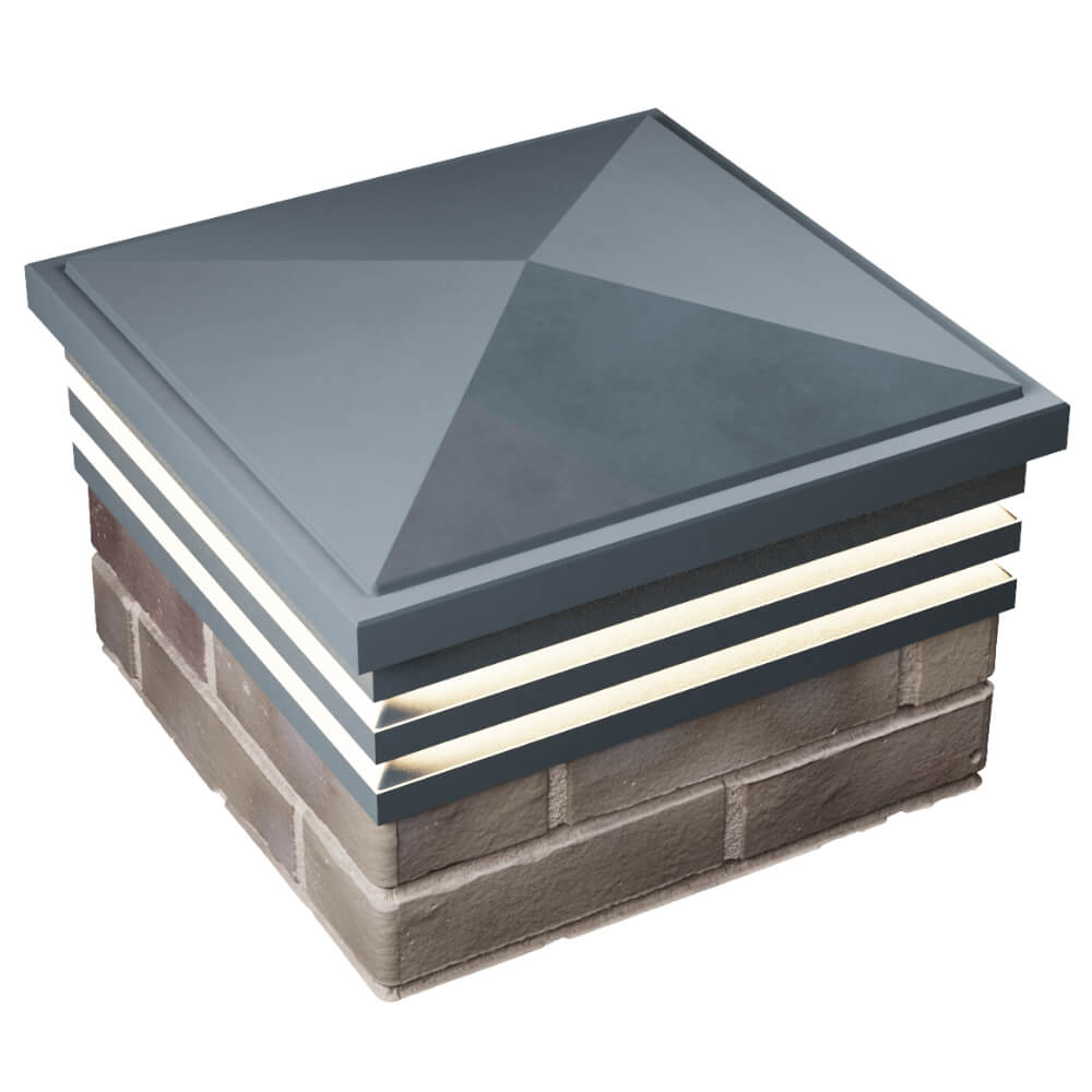 Колпак Zking Бона ХайТек Серый на столб 1.5х1.5 кирпича (385х385мм) с подсветкой в Бийске фото