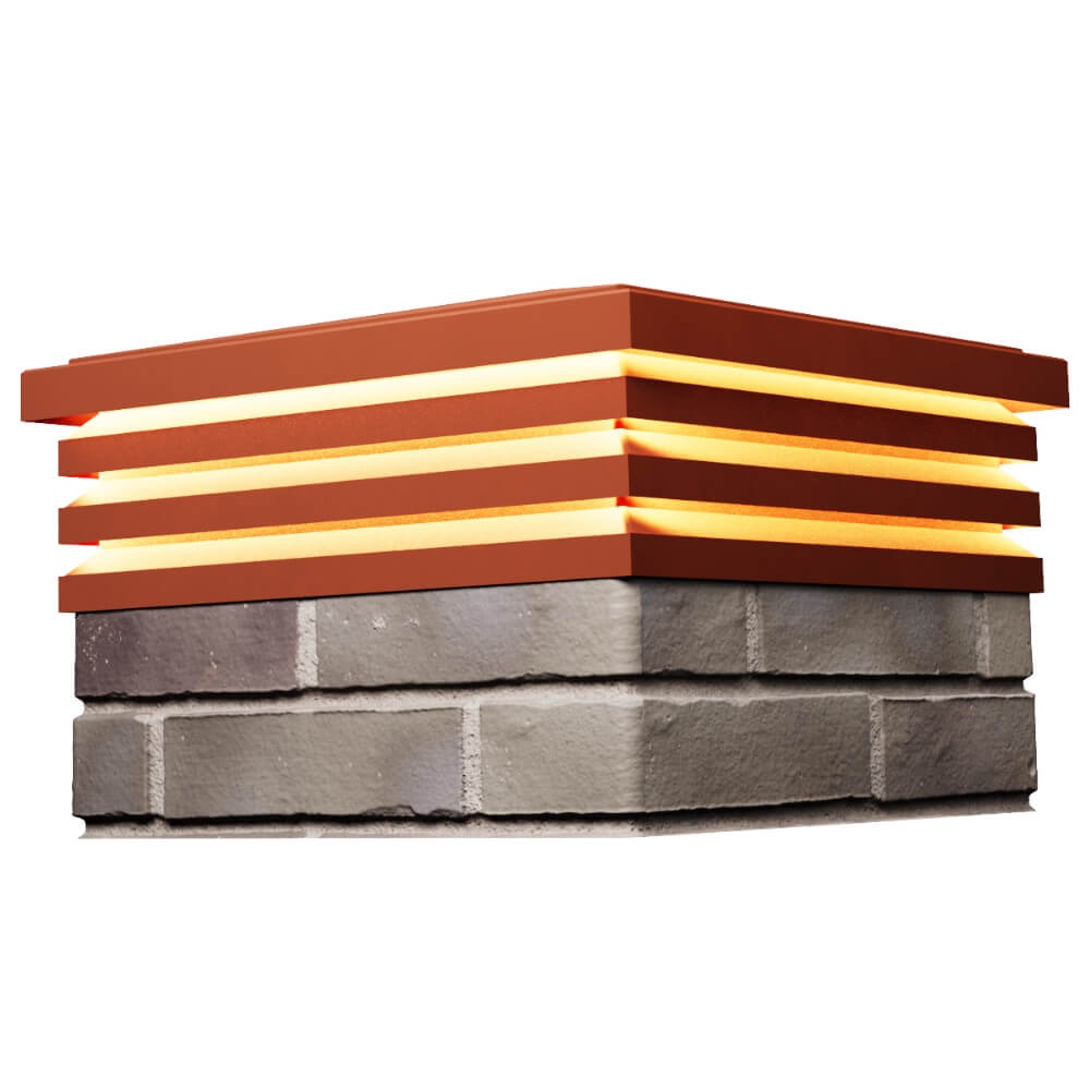 Колпак Zking Бона ХайТек Красный на столб 1.5х1.5 кирпича (385х385мм) с подсветкой в Бийске фото