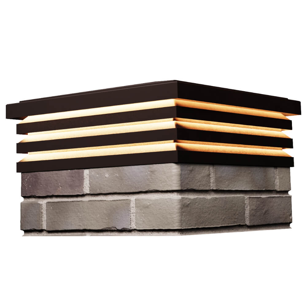 Колпак Zking Бона ХайТек Коричневый на столб 1.5х1.5 кирпича (385х385мм) с подсветкой в Бийске фото