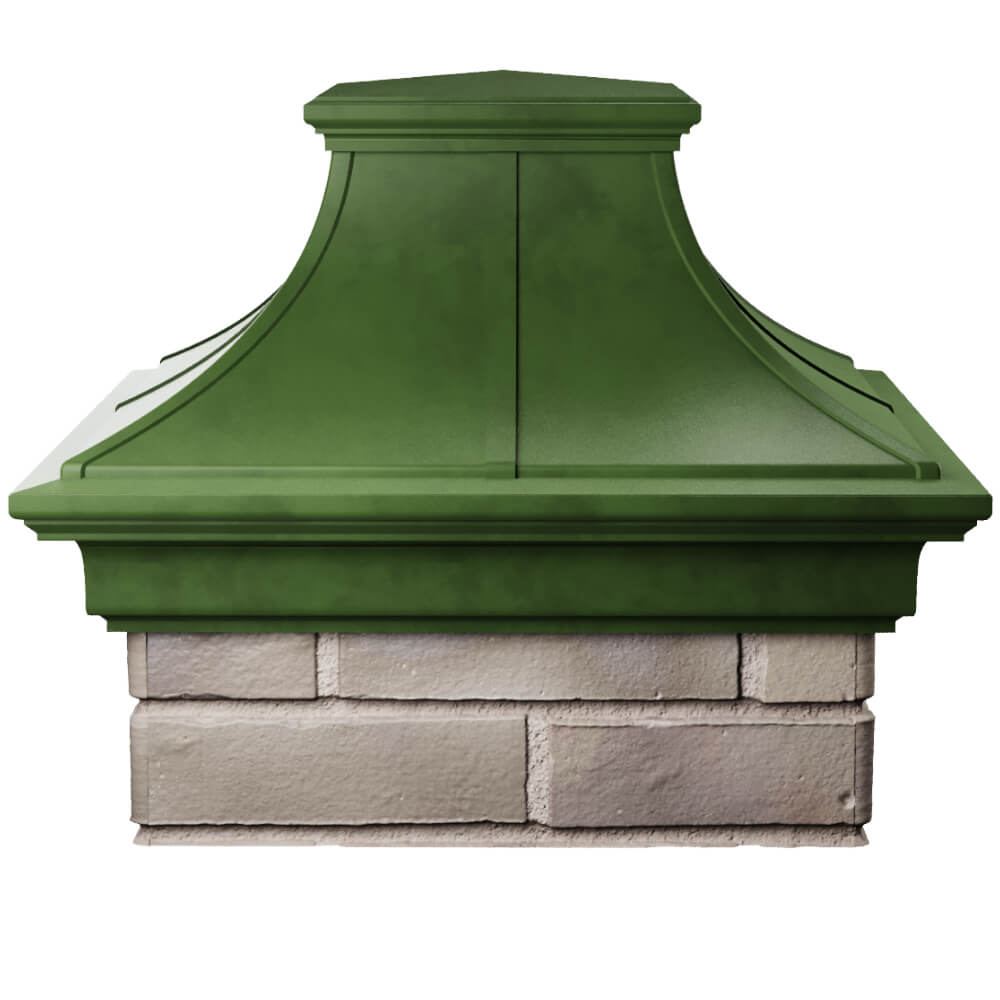 Колпак Zking Монблан Премиум Зеленый на столб 1.5х1.5 кирпича (385х385мм) Бийск фото
