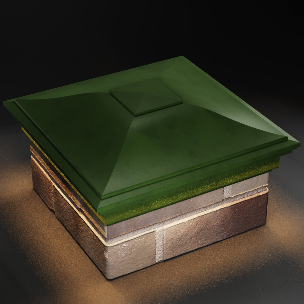 Колпак Zking Монблан Зеленый на столб 1.5х1.5 кирпича (385х385мм) с подсветкой в Бийске фото