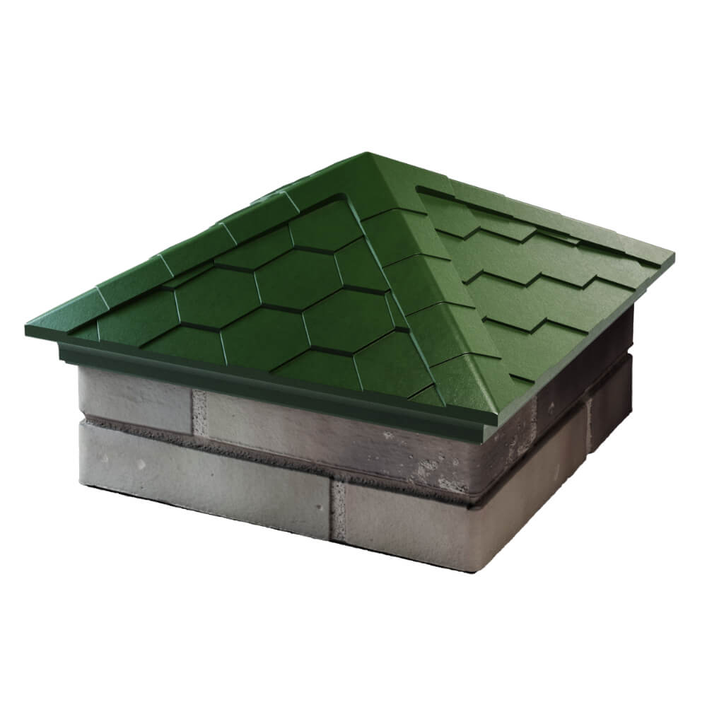 Колпак Zking Эверест Зеленый на столб 1.5х1.5 кирпича (390х390мм) в Бийске фото