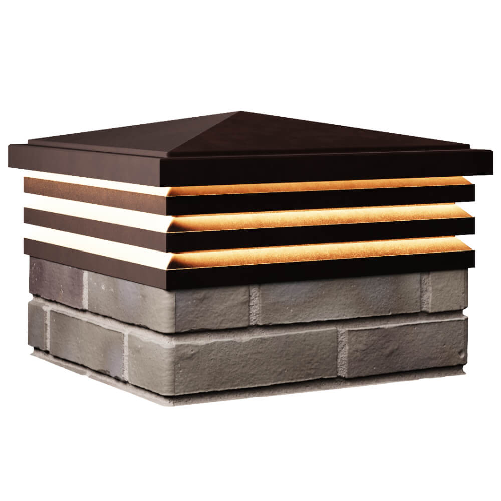 Колпак Zking Бона ХайТек Коричневый на столб 1.5х1.5 кирпича (385х385мм) с подсветкой в Бийске фото