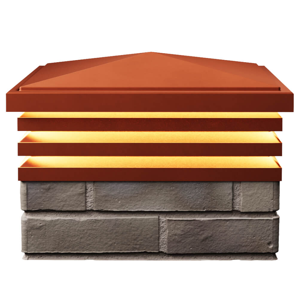 Колпак Zking Бона ХайТек Красный на столб 1.5х1.5 кирпича (385х385мм) с подсветкой в Бийске фото