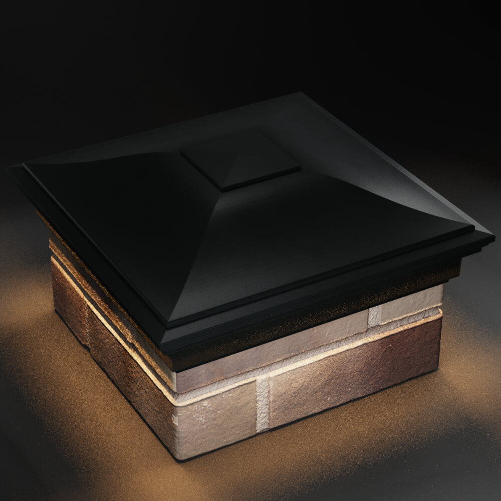 Колпак Zking Монблан Черный на столб 1.5х1.5 кирпича (385х385мм) с подсветкой в Бийске фото