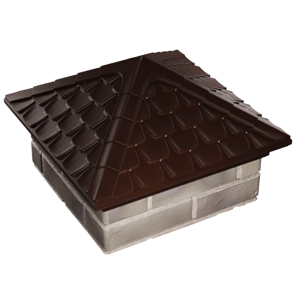 Колпак Zking Эльбрус Коричневый на столб 1.5х1.5 кирпича (385х385мм) в Бийске фото