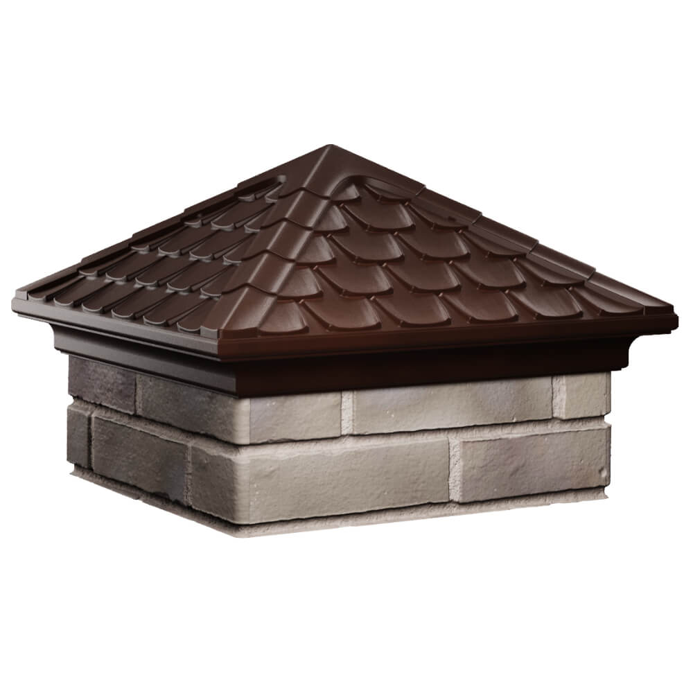Колпак Zking Эльбрус Коричневый на столб 1.5х1.5 кирпича (385х385мм) в Бийске фото
