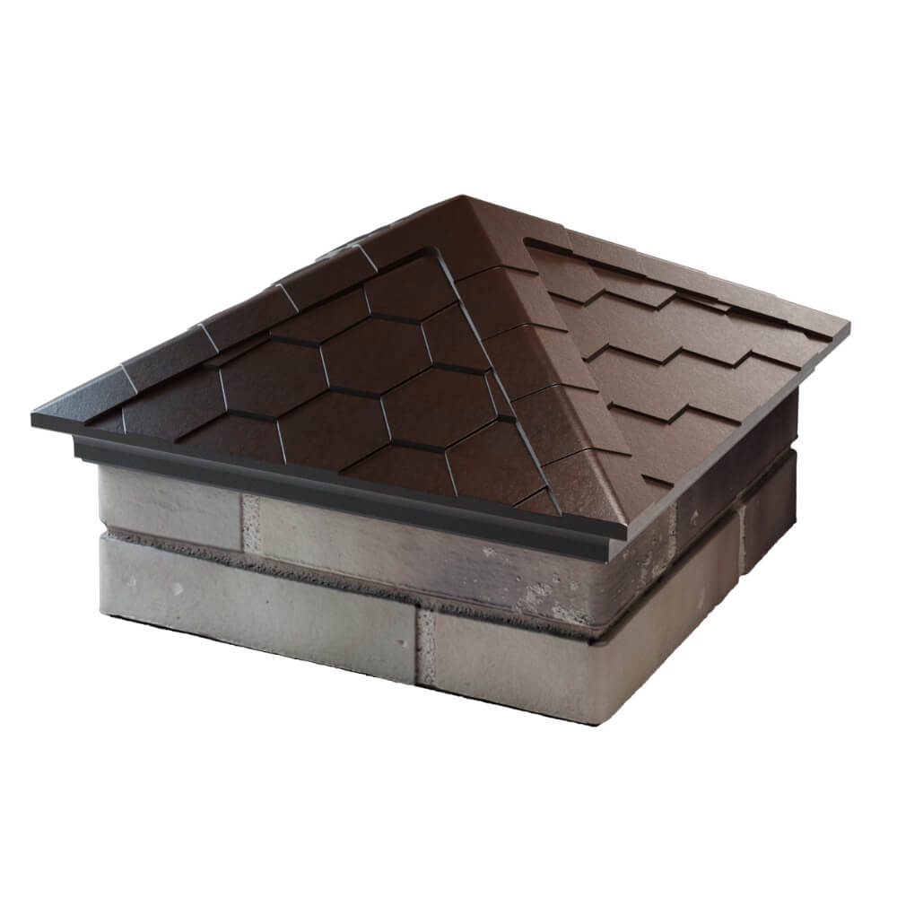 Колпак Zking Эверест Коричневый на столб 1.5х1.5 кирпича (390х390мм) в Бийске фото